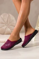 Kapcie damskie - Śliwkowe kapcie damskie Inblu obuwie domowe z haftem XF99998W - miniaturka - grafika 1