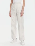 Spodnie damskie - adidas Spodnie materiałowe Pinstripe JJ3483 Biały Regular Fit - miniaturka - grafika 1