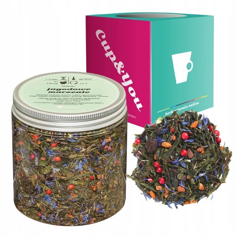 Zielona herbata JAGODOWE MARZENIE jagody bławatek rodzynki 120g - sypana liściasta herbata PREMIUM na prezent upominek podarunek Cup&You