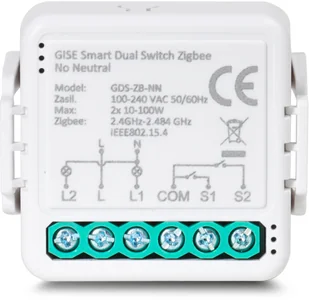 GISE Smart Podwójny moduł przekaźnikowy (bez N) Zigbee Tuya GDS-ZB-NN - Akcesoria do monitoringu - miniaturka - grafika 1
