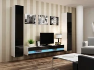 Meblościanki - Cama Meble Zestaw VIGO NEW 4 biały/czarny połysk - miniaturka - grafika 1