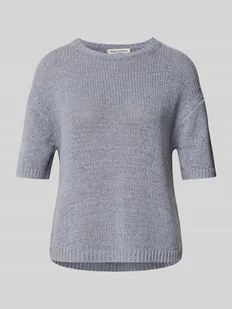 Sweter z dzianiny o luźnym kroju z krótkim rękawem - Swetry damskie - miniaturka - grafika 1