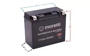 Akumulator Moretti AGM (Gel) MTX20L-BS - Części motocyklowe - miniaturka - grafika 1