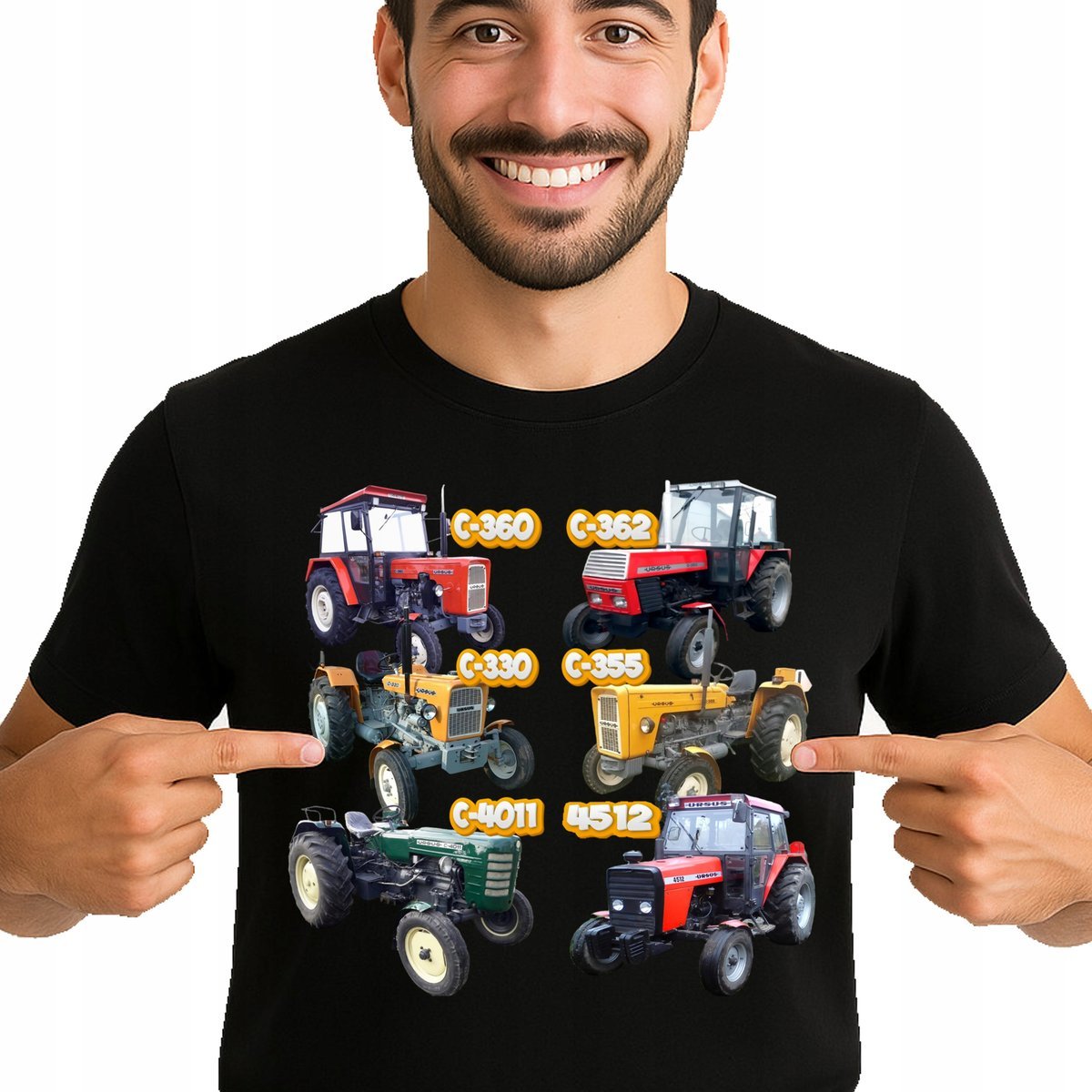 KOSZULKA TRAKTOR DLA ROLNIKA Z TRAKTOREM C360 URSUS CIĄGNIK M 3531 CZARNA