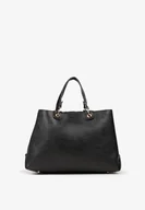 Torebki damskie - Czarna Dwukomorowa Torebka Typu Shopper Ozdobiona Metalicznymi Aplikacjami Adorrive - miniaturka - grafika 1