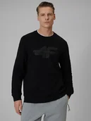 Bluzy męskie - 4F Bluza dresowa regular bez kaptura męska - czarna XXL - miniaturka - grafika 1