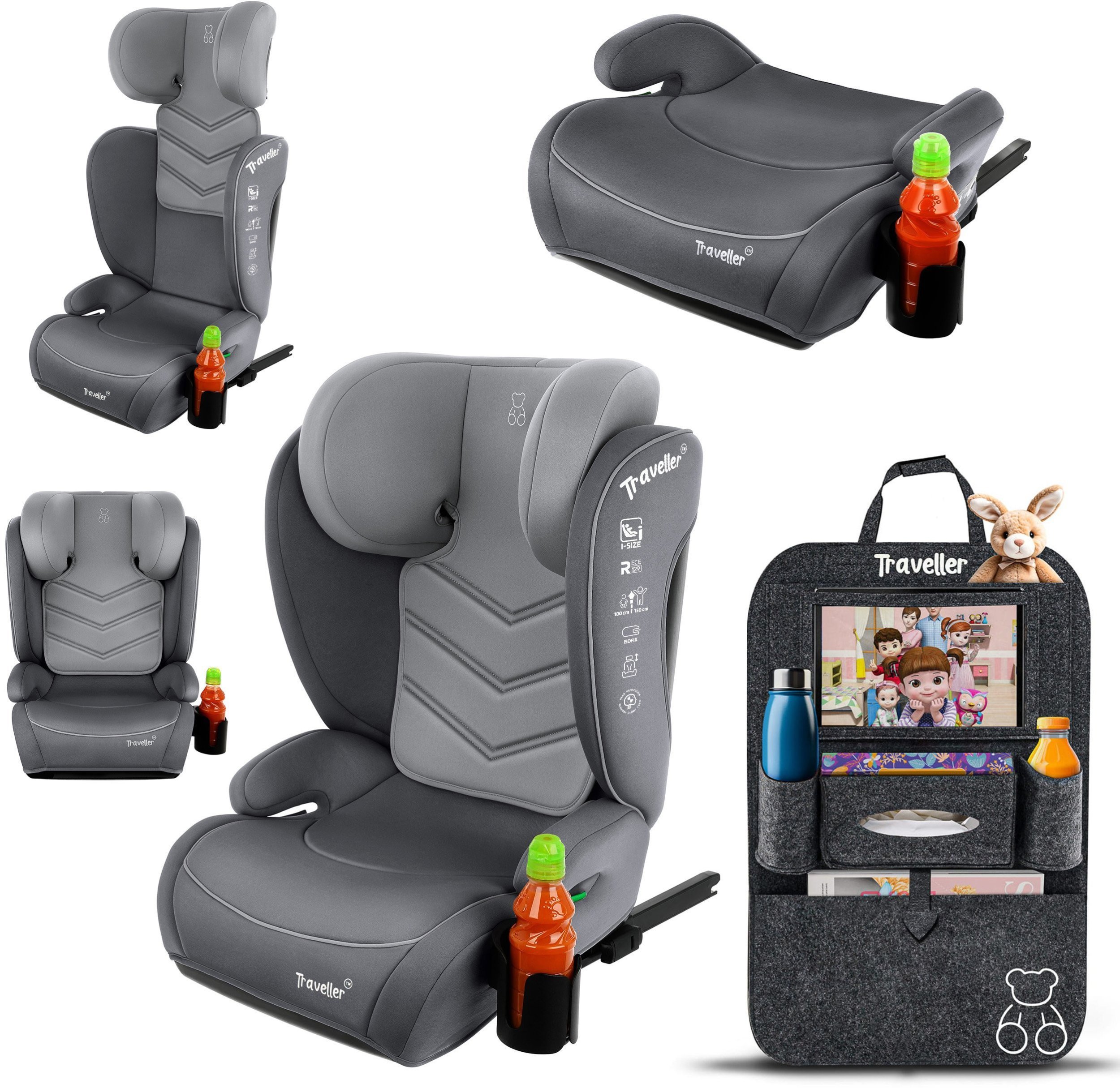 FOTELIK SAMOCHODOWY TRAVELLER KK ISOFIX R129 SZARO SZARY
