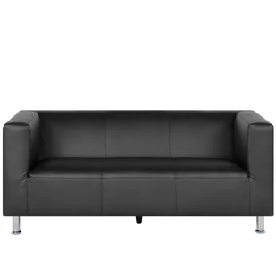 Beliani Sofa trzyosobowa skóra ekologiczna czarna FLORO - Sofy i kanapy - miniaturka - grafika 1