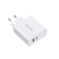 Ładowarki do telefonów - Crong Dual-Port Travel Charger – Ładowarka sieciowa USB-A + USB-C Power Delivery 45W (biały) - miniaturka - grafika 1