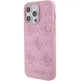 Guess GUHCP15XP4EPMP iPhone 15 Pro Max 6.7" różowy/pink hardcase Leather 4G Stamped - Etui i futerały do telefonów - miniaturka - grafika 2