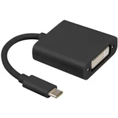 Adaptery i przejściówki - Lanberg Kabel adapter USB type-C M DVI F 24+5 0,15m Dual Link czarny AD-UC-DV-01 - miniaturka - grafika 1