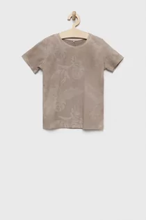 Koszulki dla dziewczynek - Name it t-shirt bawełniany dziecięcy kolor beżowy wzorzysty - - grafika 1