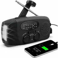 Radia - Przenośne radio awaryjne – Power Bank 2000 mAh – Radio awaryjne zasilane bateryjnie (ładowalne) – Na kemping i na wypadek klęsk żywiołowych – Czarne - miniaturka - grafika 1