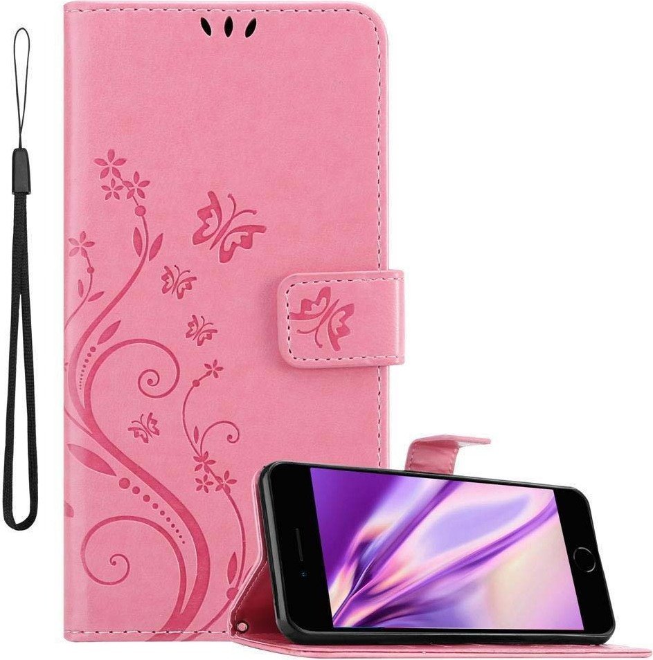 Etui Cadorabo do Apple iPhone 7 PLUS / 7S PLUS / 8 PLUS etui ochronne w kolorze różowym pokrowiec ochronny etui na telefon komórkowy kwiaty