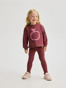 Reserved - Prążkowane legginsy - ciemnobrązowy - Spodnie i spodenki dla dziewczynek - miniaturka - grafika 1