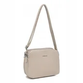 Torebki damskie - Damska Torebka Listonoszka LUIGISANTO Beżowa Trzykomorowa z Paskiem - miniaturka - grafika 1