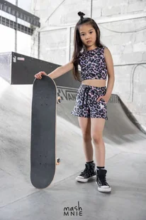 Komplet dziewczęcy CROP TOP ze spodenkami mashMNIE panterka - Dresy i komplety dla dziewczynek - miniaturka - grafika 1