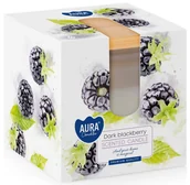 Świece - Świeca Zapachowa Szkle Z Wieczkiem Trójkolorowa Bispol 26H Ciemna Jeżyna - miniaturka - grafika 1