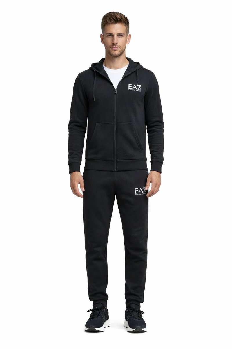 EMPORIO ARMANI GRANATOWY KOMPLET DRESOWY Z LOGO I KAPTUREM XL 2I3A