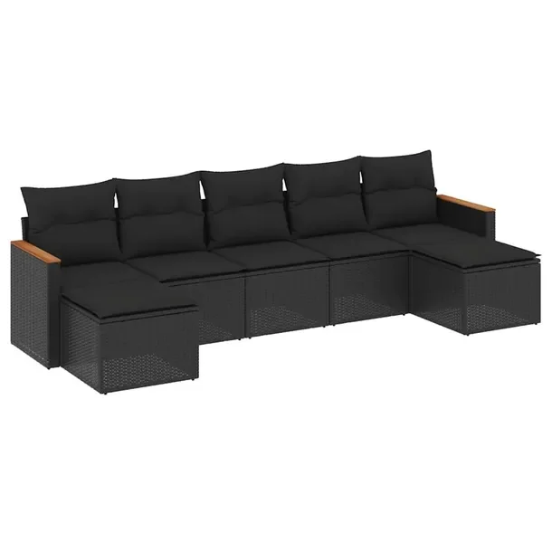 Zestaw wypoczynkowy rattan PE 7-el. czarny 55x62x69 cm