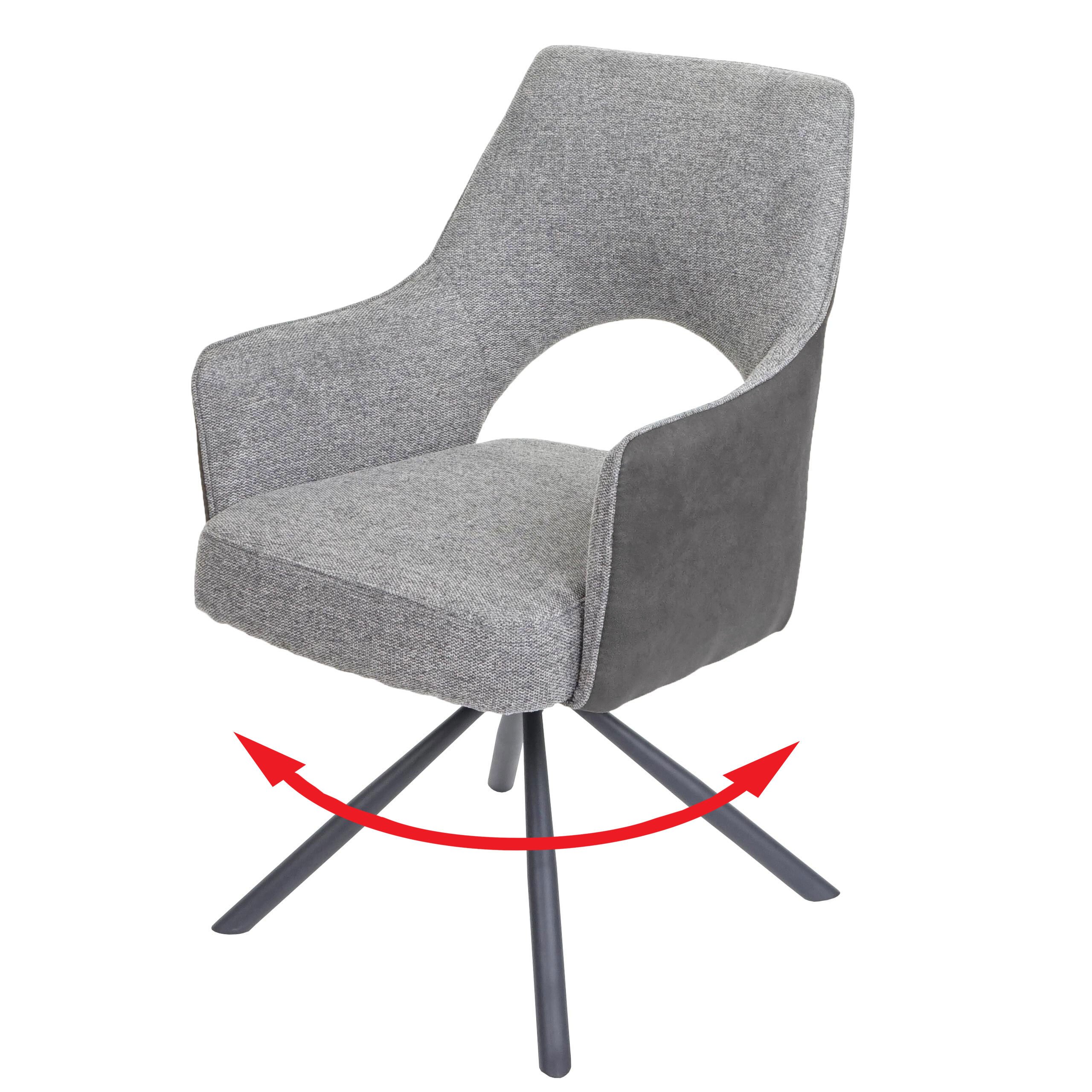 Krzesło do jadalni HWC-K30, krzesło kuchenne, fotel, automatyczna pozycja obrotowa, tkanina MVG ~ szary-ciemnoszary