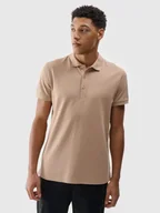 Koszulki męskie - 4F Koszulka męska polo 100% bawełna 4FWSS25TPTSM407-83S Brązowy Roz. XL - miniaturka - grafika 1