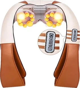 Masażer Shiatsu karku i pleców, ogrzewanie podczerwienią, różne opcje kolorystyczne, brązowy, wtyczka UE - Masażery - miniaturka - grafika 1