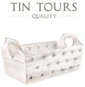 Pudła i pojemniki do przechowywania - DREWNIANA SKRZYNKA Z WYCIĘTYMI GWIAZDKAMI 23x13x8/11 cm - miniaturka - grafika 1