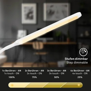 Briloner Lampa stołowa LED Pivaz, ściemniacz dotykowy, biała - Lampy stojące - miniaturka - grafika 4