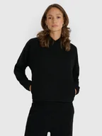 Bluzy damskie - 4F Bluza dresowa nierozpinana z kapturem damska - czarna XS - miniaturka - grafika 1