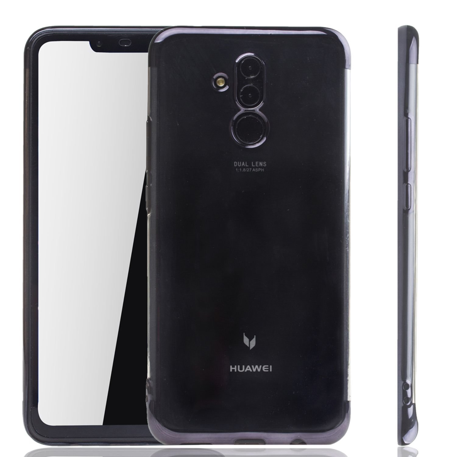 Etui na telefon komórkowy Huawei Mate 20 Lite Black - Clear - TPU Silicone Case Backcover w kolorze przezroczystej czerni