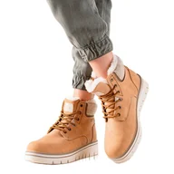 Botki damskie - Goodin Traperki Na Platformie brązowe - miniaturka - grafika 1