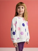 Bluzy dla dziewczynek - Reserved - Bawełniana bluza we wzór - złamana biel - miniaturka - grafika 1