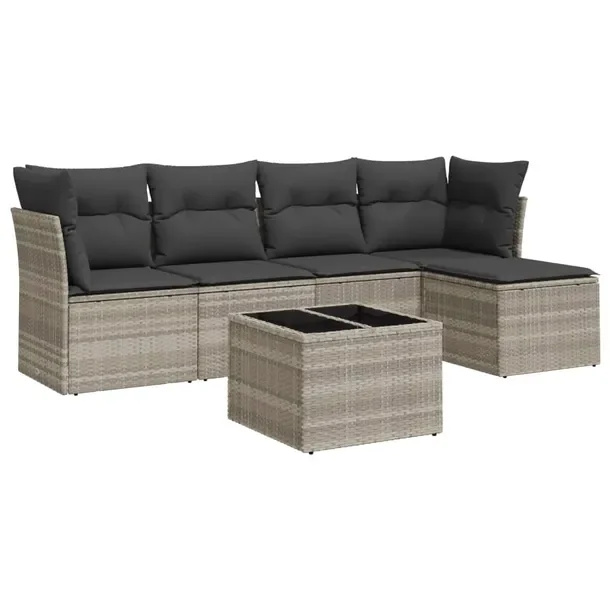 Zestaw mebli ogrodowych modułowych jasnoszary rattan PE, wymiary 62x62x69