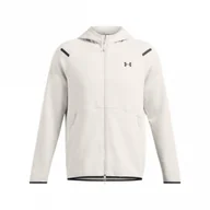 Bluzy sportowe męskie - Męska bluza dresowa rozpinana z kapturem Under Armour UA Unstoppable Flc Fz Hd Eu - beżowa - UNDER ARMOUR - miniaturka - grafika 1