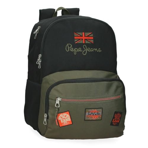 Pepe Jeans Ponder Przenośny plecak szkolny 15,6 cala czarny 33x46x15 cm poliester 22,77 l by Joumma Bags, Czarny (Black), Talla única, plecak szkolny