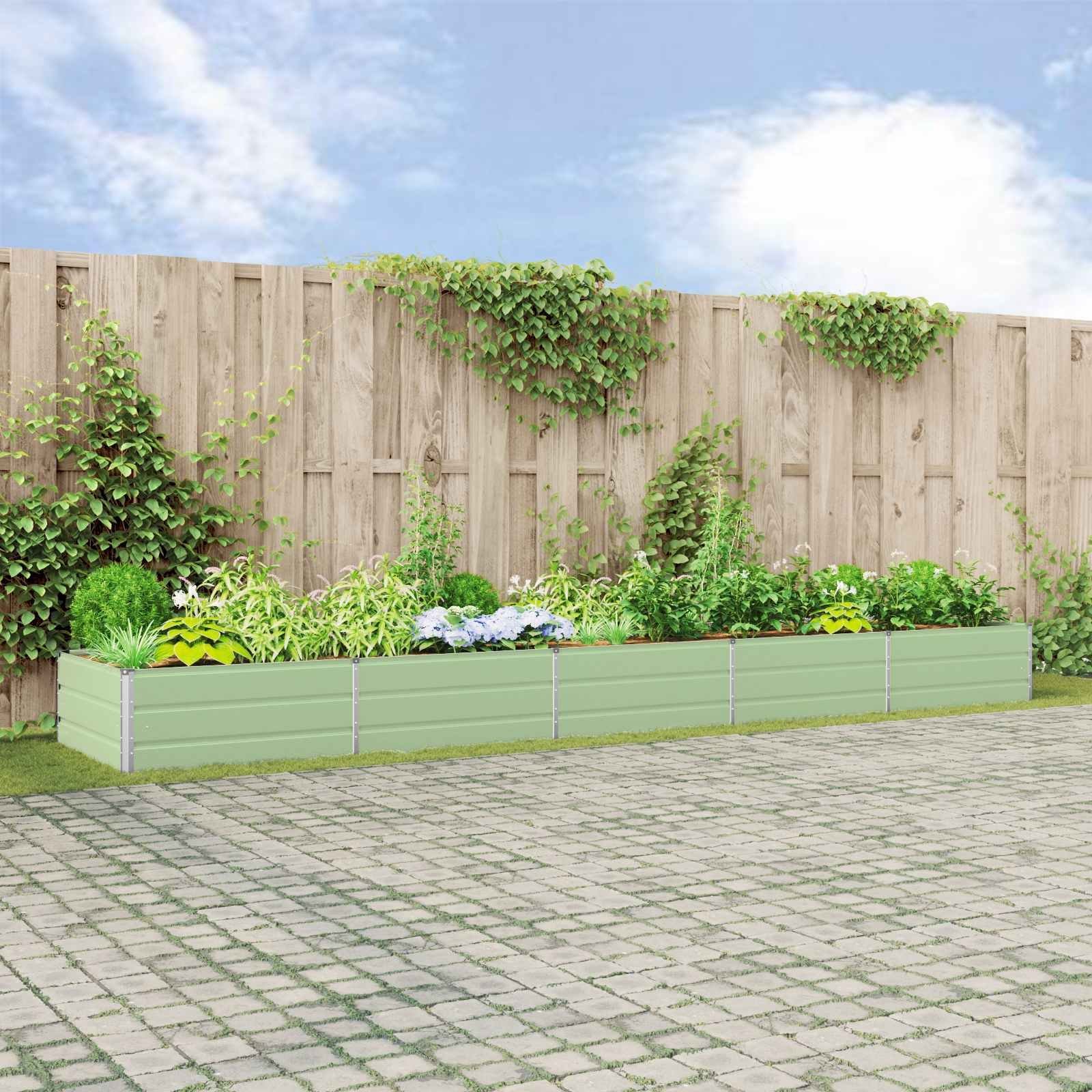 vidaXL Donica Pastelowa Zieleń 480 x 100 x 45 cm Stal Galwanizowana