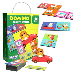 WOOPIE Gra Edukacyjna Transport Zwierzęta Puzzle Domino Montessori - Klocki - miniaturka - grafika 1