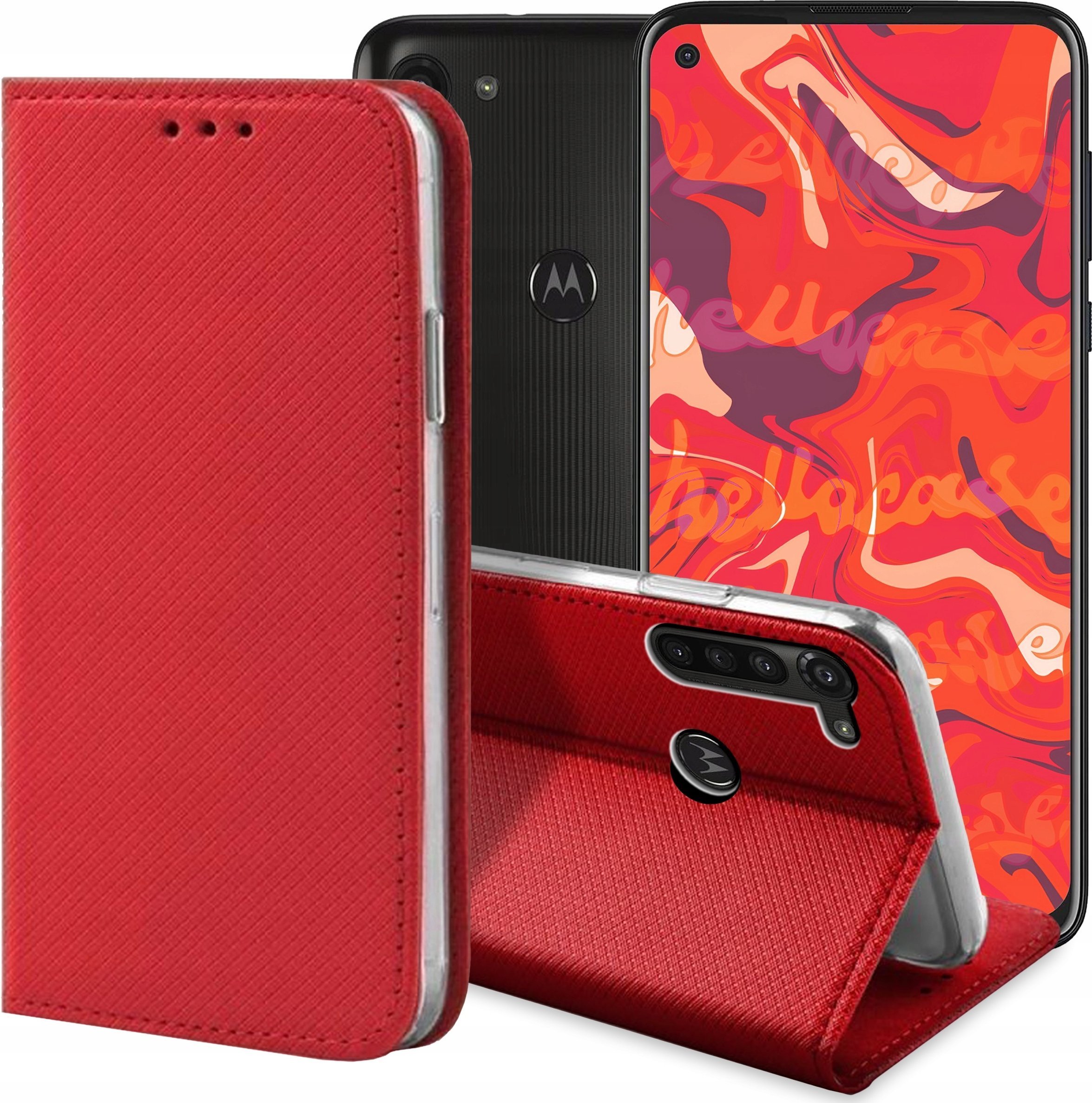 Hello Case ETUI Z KLAPKĄ DO Motorola Moto G85 CZERWONE ZAMYKANE MAGNETYCZNE
