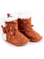 Buty dla dziewczynek - Kozaczki niemowlęce niechodki na rzepy brązowe w serduszka 0-6 miesięcy YOCLUB - miniaturka - grafika 1