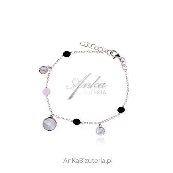 ankabizuteria.pl Bransoletka srebrna z białą masą perłową
