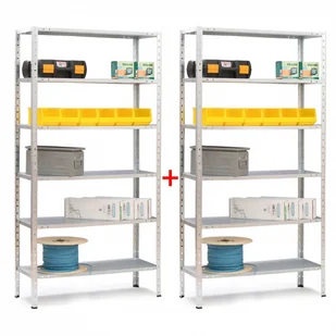 Kovona Regały półkowe 2 szt., 75 kg, 2000x1000x500 mm, 6 półek, biały N92400.2.A5.0.B2B - Szafy i regały magazynowe - miniaturka - grafika 2