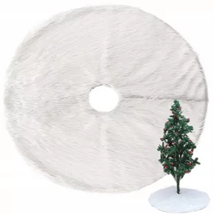 DYWANIK POD CHOINKĘ NA ŚWIĘTA MATA FUTERKO BIAŁY OKRĄGŁY 90cm OKRĄGŁY - Stojaki choinkowe - miniaturka - grafika 1