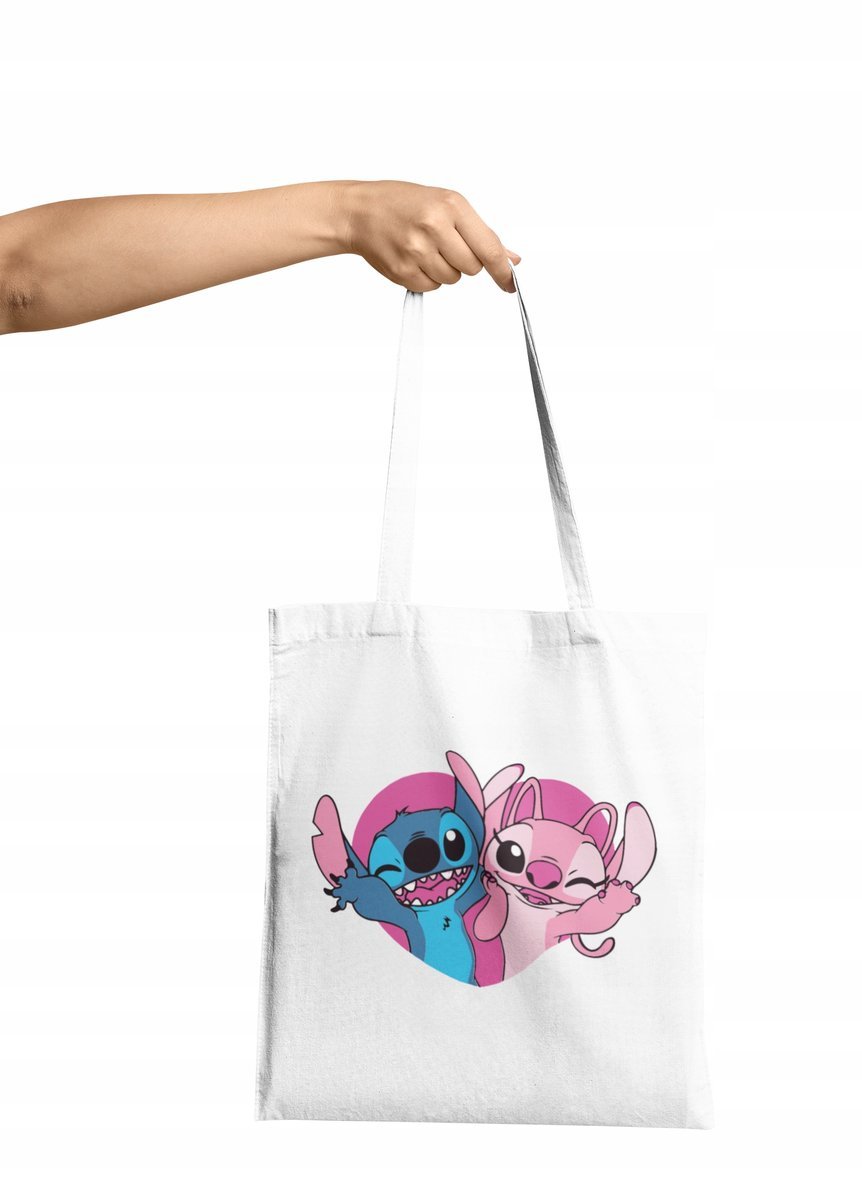 TORBA SHOPPER MATERIAŁOWA NA RAMIĘ PREZENT LILO & STITCH &ANGEL BAJKI WYBÓR