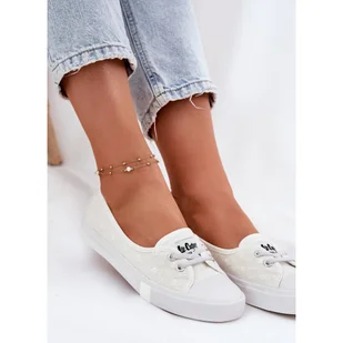 Tenisówki Trampki Damskie Z Haftem Lee Cooper LCW-25-31-3447L Białe - Trampki damskie - miniaturka - grafika 1