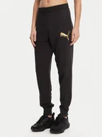 Spodnie sportowe damskie - Puma Spodnie dresowe Ess Metallic 684999 Czarny Regular Fit - miniaturka - grafika 1