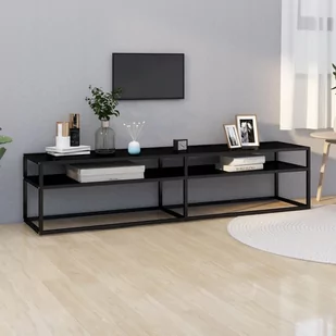 vidaXL Szafka pod TV, czarna, 180x40x40,5 cm, szkło hartowane - Szafki RTV - miniaturka - grafika 1