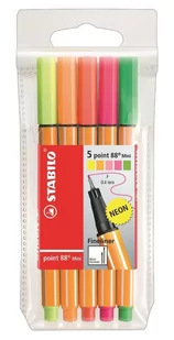 Stabilo Cienkopis Point Mini neon 5 kolorów etui - Przybory szkolne - miniaturka - grafika 2