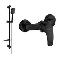 Baterie umywalkowe - Mexen Fabia DF62 bateria prysznicowa z zestawem prysznicowym, czarna - miniaturka - grafika 1