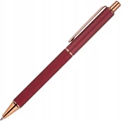 Długopisy - DŁUGOPIS METALOWY bordowy matowy ELEGANCKI ze złoceniami automatyczny - miniaturka - grafika 1